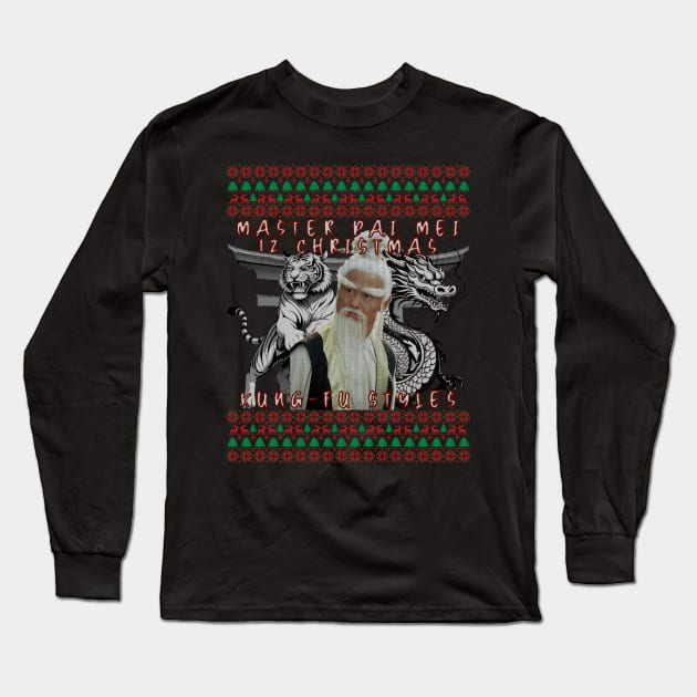 Master Pai Mei Christmas Kung Fu T-Shirt Long Sleeve T-Shirt by 8 Fists of Tees